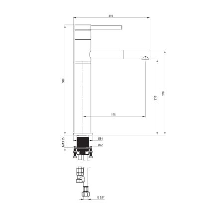 Deante BGE_N22K - Waschtischarmatur ORA mit ausziehbarer Brause, 30,9 cm, schwarz