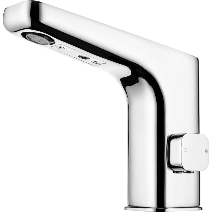Deante BQH_029R - Berührungslose Waschbeckenarmatur mit Temperaturregelung HIACYNT 4xAA glänzendes Chrom