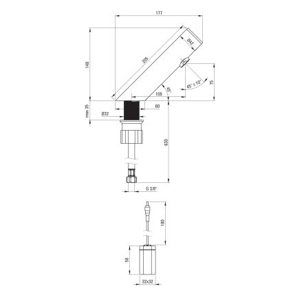 Deante BQR_P28R - Berührungslose Waschbeckenarmatur SENSE 4xAA polierter Stahl