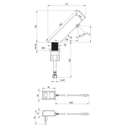 Deante BQR_P28V - Berührungslose Waschbeckenarmatur SENSE 230/6V polierter Stahl