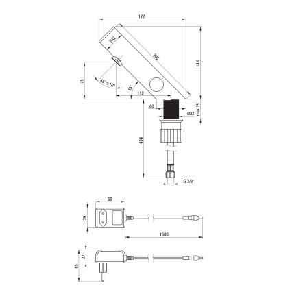 Deante BQR_P29V - Berührungslose Waschbeckenarmatur mit Regulierung SENSE 230/6V polierter Stahl
