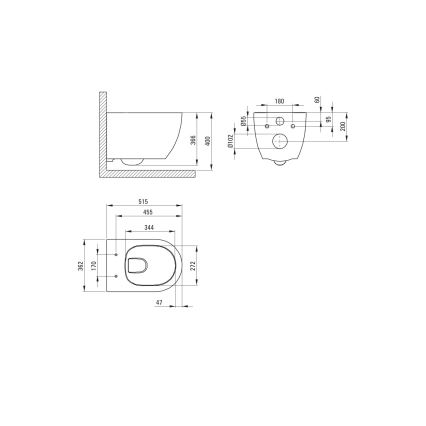 Deante CGRD6ZPW - Wand-WC mit Toilettensitz ROUND Keramik/weiß