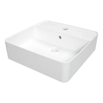 Deante CGS_6U4B - Aufsatzwaschbecken mit Hahnloch SQUARE 42x42 cm Keramik/weiß