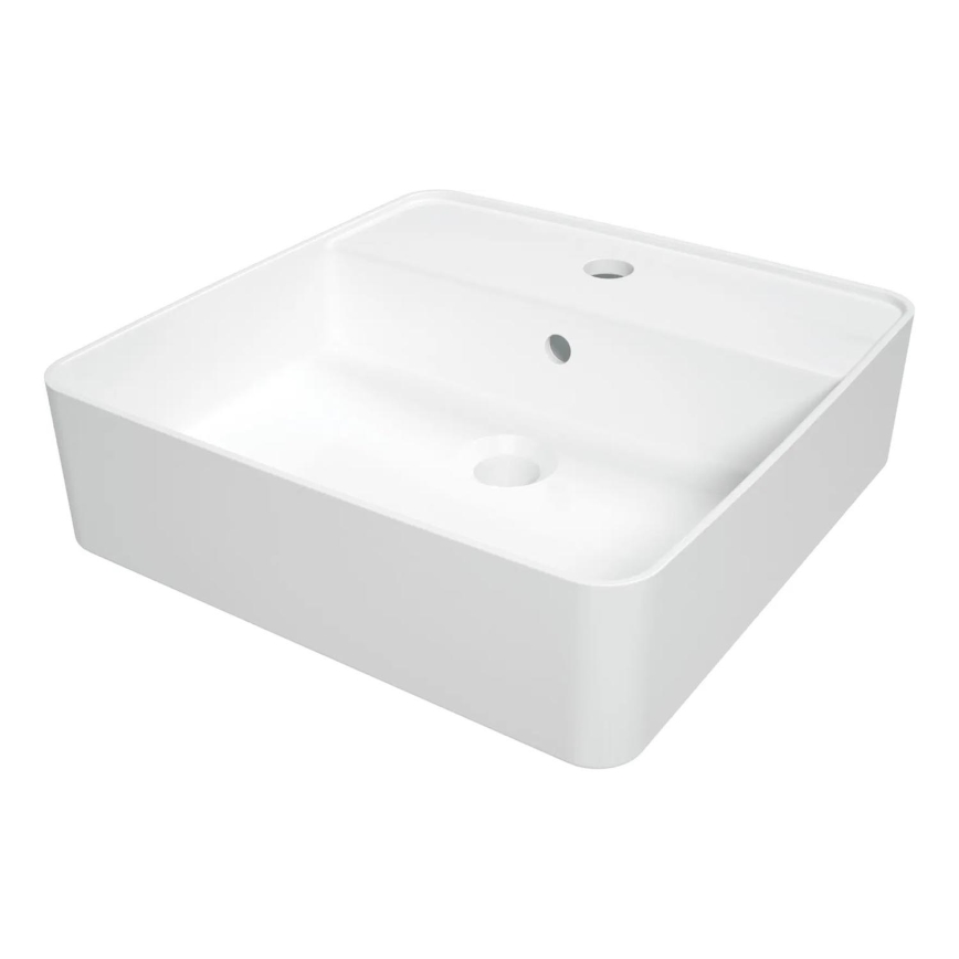 Deante CGS_6U4B - Aufsatzwaschbecken mit Hahnloch SQUARE 42x42 cm Keramik/weiß