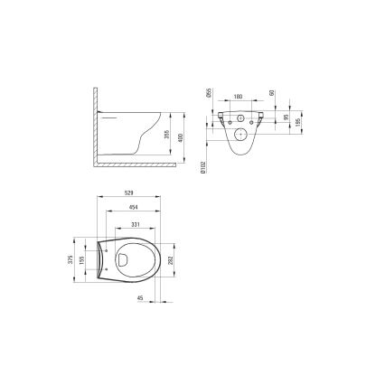 Deante CMOD6SPW - Wandhängendes WC mit SoftClose-WC-Sitz BORO, Keramik/Weiß