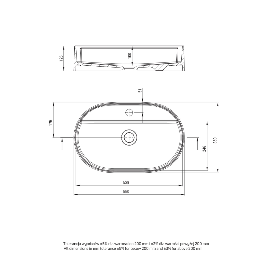 Deante CQS_5U6B - Aufsatzwaschbecken mit Hahnloch SILIA 35x55 cm Granit/Beige