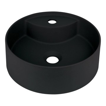 Deante CQS_NU4B - Aufsatzwaschbecken mit Hahnloch SILIA Ø 36 cm Granit/Schwarz