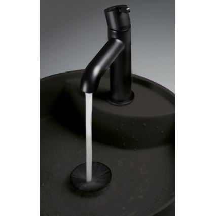 Deante CQS_NU4B - Aufsatzwaschbecken mit Hahnloch SILIA Ø 36 cm Granit/Schwarz