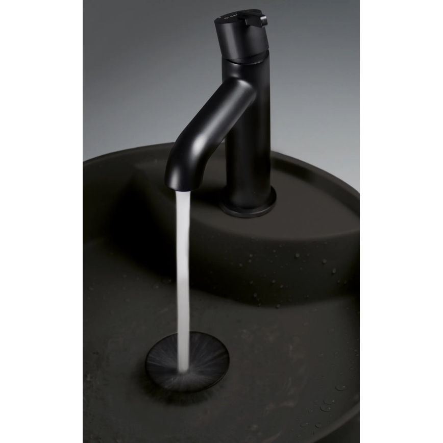 Deante CQS_NU4B - Aufsatzwaschbecken mit Hahnloch SILIA Ø 36 cm Granit/Schwarz