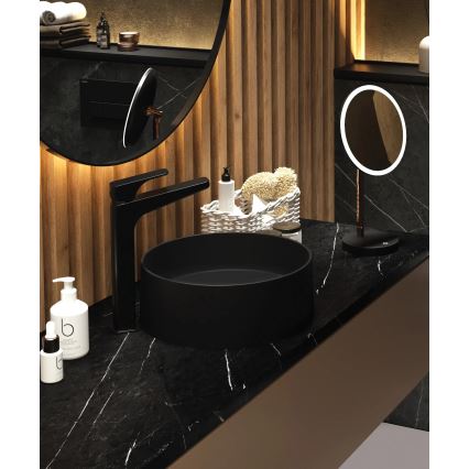 Deante CQS_NU4S - Aufsatzwaschbecken SILIA Ø 36 cm Granit/Schwarz