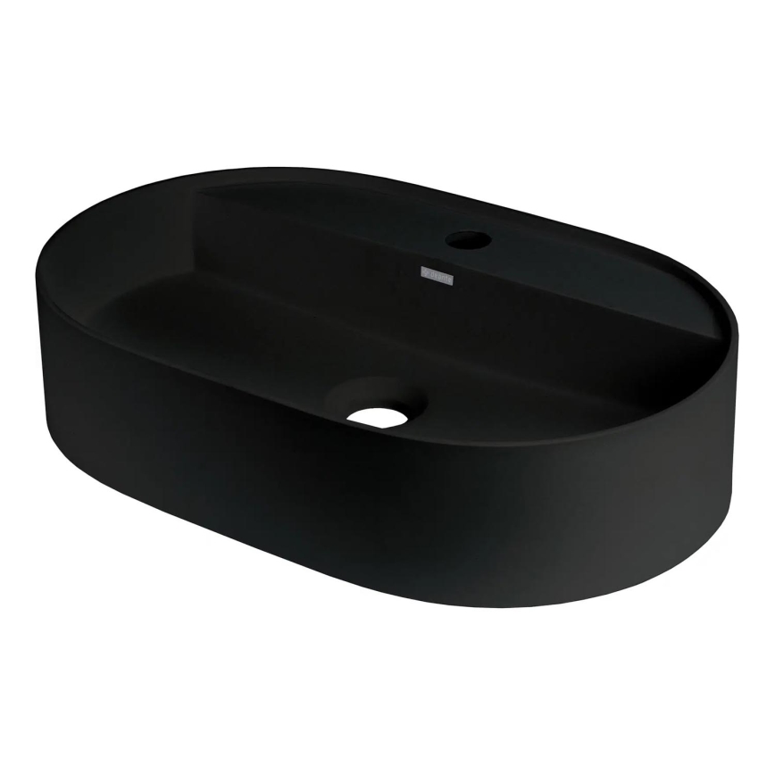 Deante CQS_NU6B - Aufsatzwaschbecken mit Einlochbohrung für Armatur SILIA 35x55 cm Granit/schwarz
