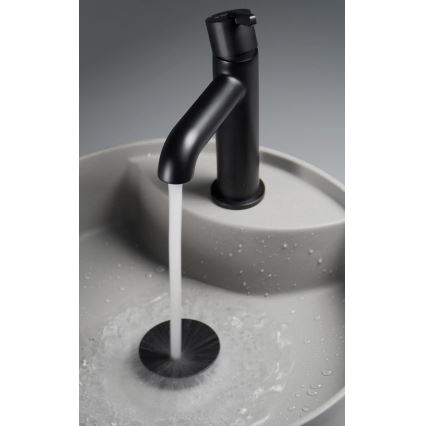 Deante CQS_SU4B - Aufsatzwaschbecken SILIA mit Armaturenloch, Ø 36 cm, Granit/Metallic‑Grau