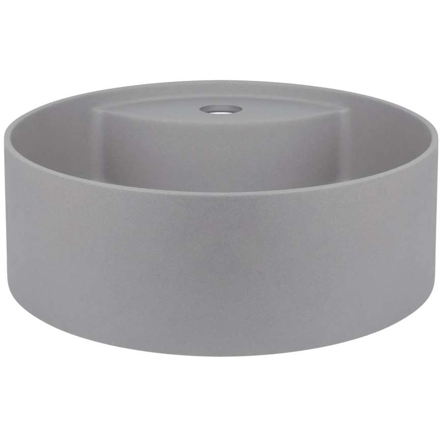 Deante CQS_SU4B - Aufsatzwaschbecken SILIA mit Armaturenloch, Ø 36 cm, Granit/Metallic‑Grau
