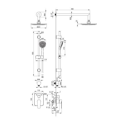 Deante NAC_09GA - Duschset mit Unterputzarmatur ALPINIA, Hochglanz-Chrom