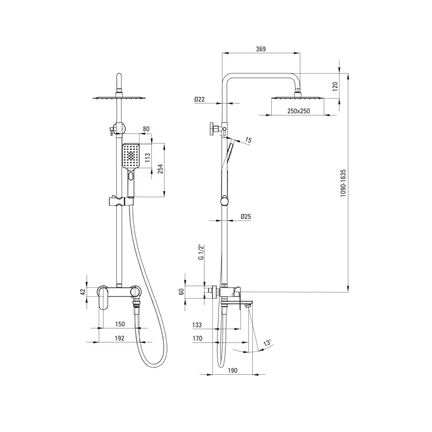 Deante NAC_N1AM - Duschset mit Einhebelmischer ALPINIA schwarz
