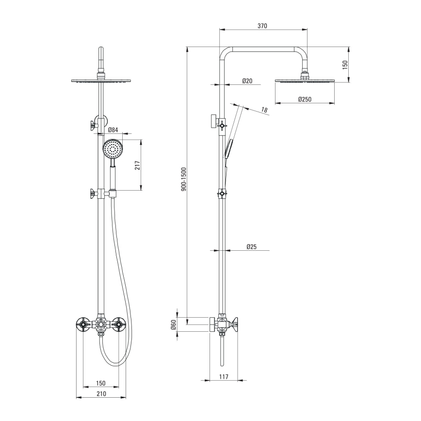 Deante NAC_N4QT - Duschset mit Mischbatterie TEMISTO schwarz