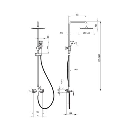 Deante NQL_N4XM - Duschset mit BLUR-Armatur, schwarz