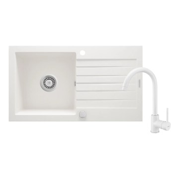 Deante ZQZVA113 - Küchenspüle ZORBA 76x44 cm + Wasserhahn (Armatur) Granit/Alabaster