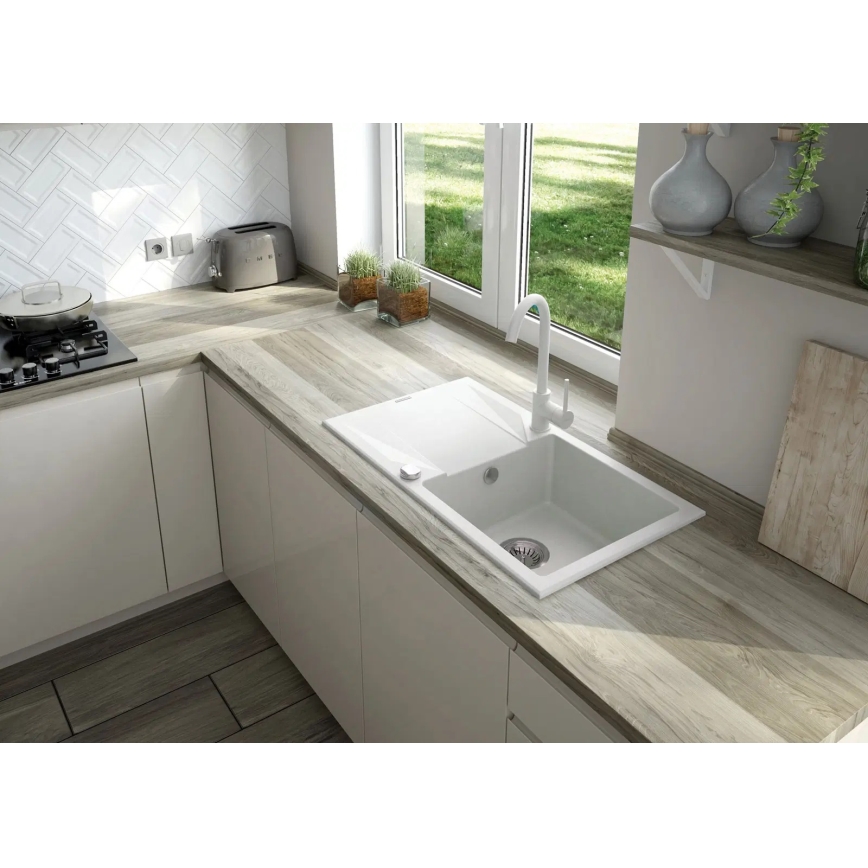 Deante ZQZVA113 - Küchenspüle ZORBA 76x44 cm + Wasserhahn (Armatur) Granit/Alabaster