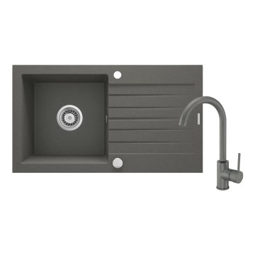Deante ZQZVT113 - Küchenspüle ZORBA 76x44 cm + Wasserhahn (Armatur) Granit/metallisch anthrazit