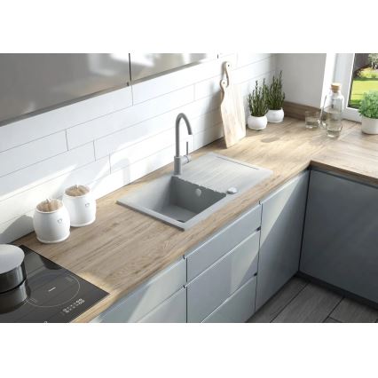 Deante ZQZVT113 - Küchenspüle ZORBA 76x44 cm + Wasserhahn (Armatur) Granit/metallisch anthrazit