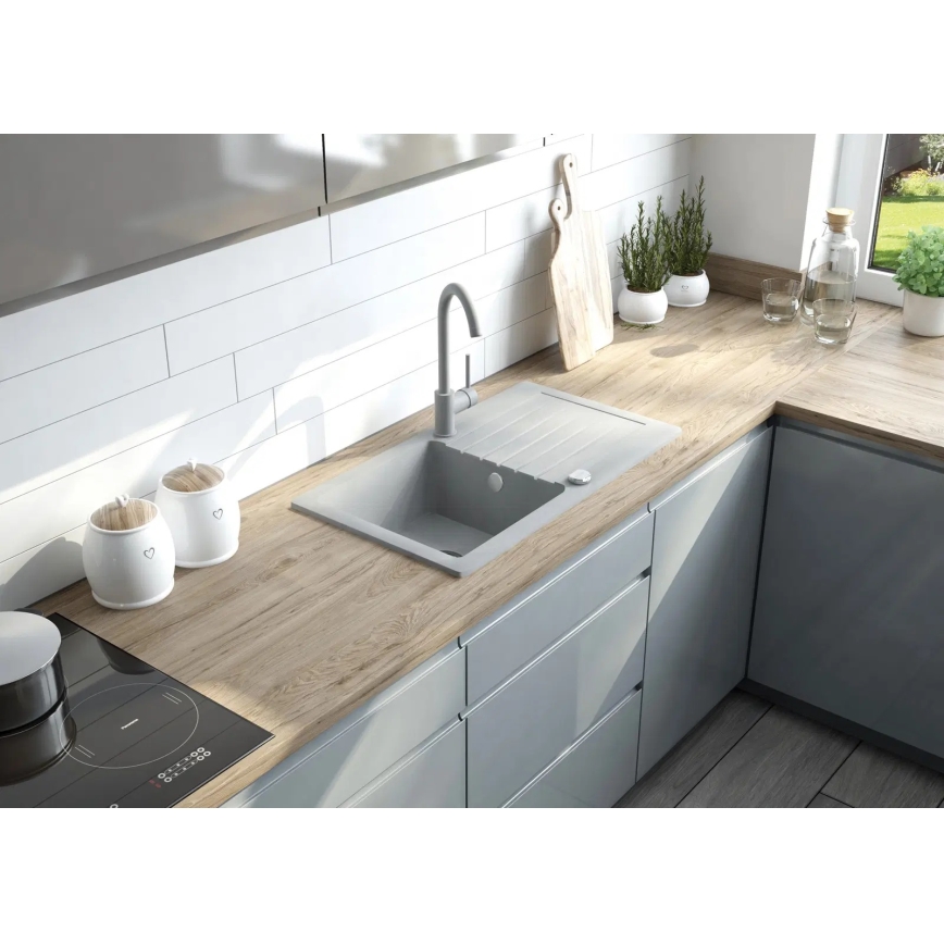 Deante ZQZVT113 - Küchenspüle ZORBA 76x44 cm + Wasserhahn (Armatur) Granit/metallisch anthrazit