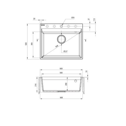 Deante ZRC_S10A - Küchenspüle CORIO 50x60 cm Granit/metallisch-grau