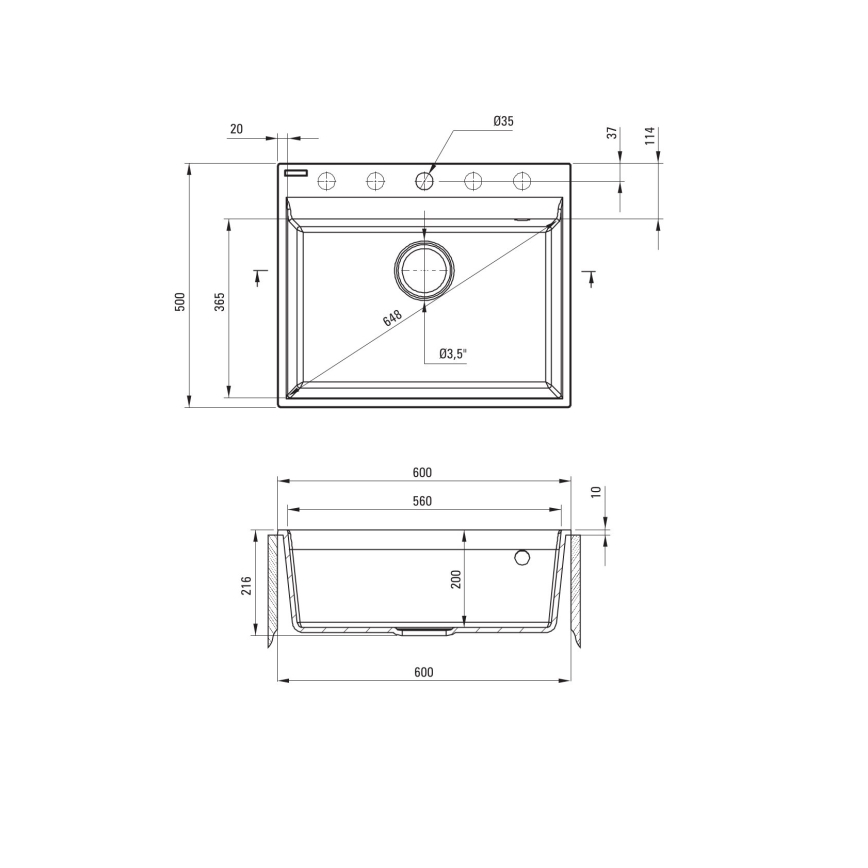 Deante ZRC_S10A - Küchenspüle CORIO 50x60 cm Granit/metallisch-grau