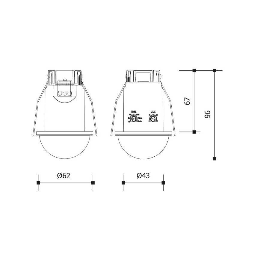 Decken-Einbau-Bewegungsmelder 360° 1200W/230V IP54 weiß