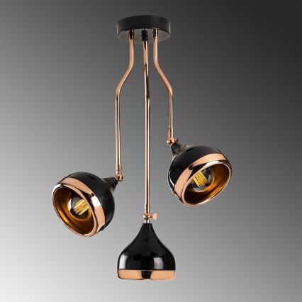 Deckenlampe auf Stange YILDO 3xE27/40W/230V schwarz/kupfer