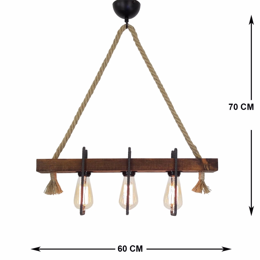 Deckenlampe KUTUK 3xE27/40W/230V in Kiefer