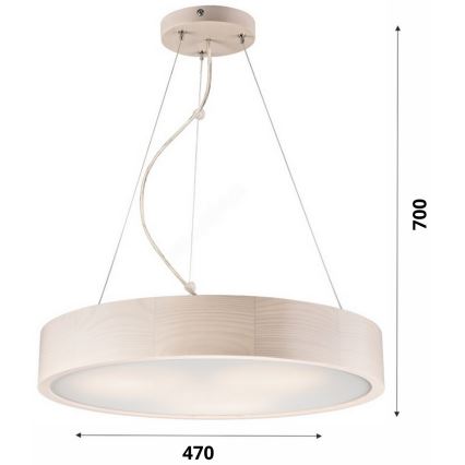 Deckenleuchte an Kabel 3xE27/60W/230V Ø 47 cm Kiefer