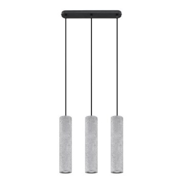 Deckenleuchte an Kabel LUVO 3xGU10/40W/230V Beton/Schwarz