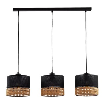 Deckenleuchte an Kabel PAGLIA 3xE27/60W/230V 60 cm Rattan