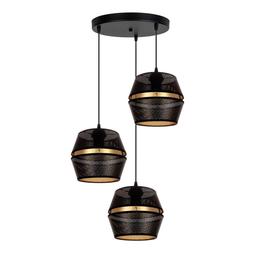 Deckenleuchte an Kabel PARIS 3xE27/60W/230V Ø 45 cm schwarz/gold