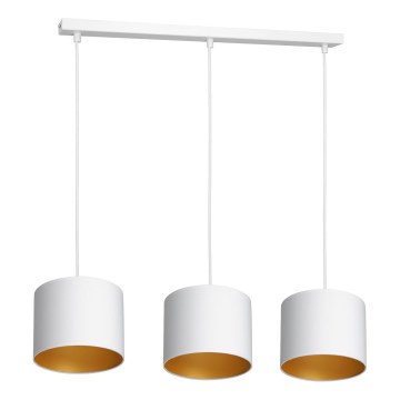 Deckenleuchte an Seil ARDEN 3xE27/60W/230V weiß/gold