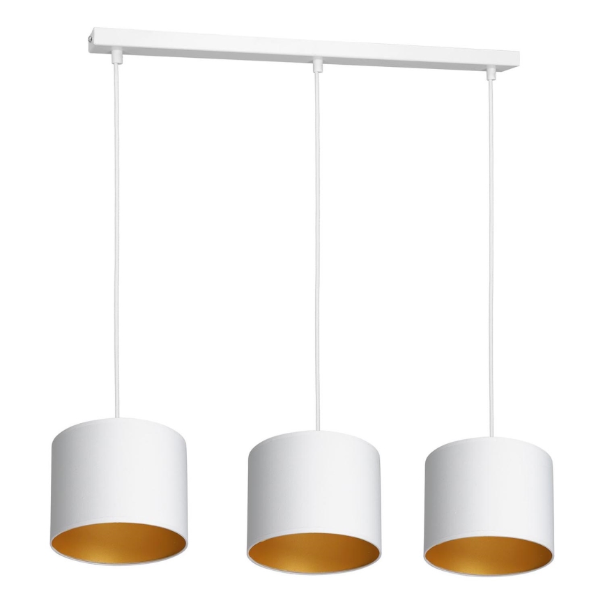 Deckenleuchte an Seil ARDEN 3xE27/60W/230V weiß/gold