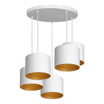 Deckenleuchte an Seil ARDEN 5xE27/60W/230V weiß/gold