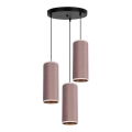 Deckenleuchte an Seil AVALO 3xE27/60W/230V Ø 35 cm rosa/kupferfarben