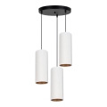 Deckenleuchte an Seil AVALO 3xE27/60W/230V Ø 35 cm weiß/kupferfarben