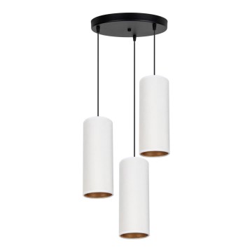 Deckenleuchte an Seil AVALO 3xE27/60W/230V Ø 35 cm weiß/kupferfarben