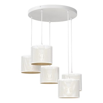 Deckenleuchte an Seil LOFT SHADE 5xE27/60W/230V weiß/gold