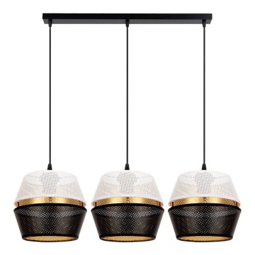 Deckenleuchte an Seil PARIS 3xE27/60W/230V weiß/schwarz/gold
