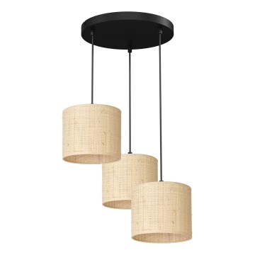 Deckenleuchte an Seil RATTAN 3xE27/60W/230V Rattan