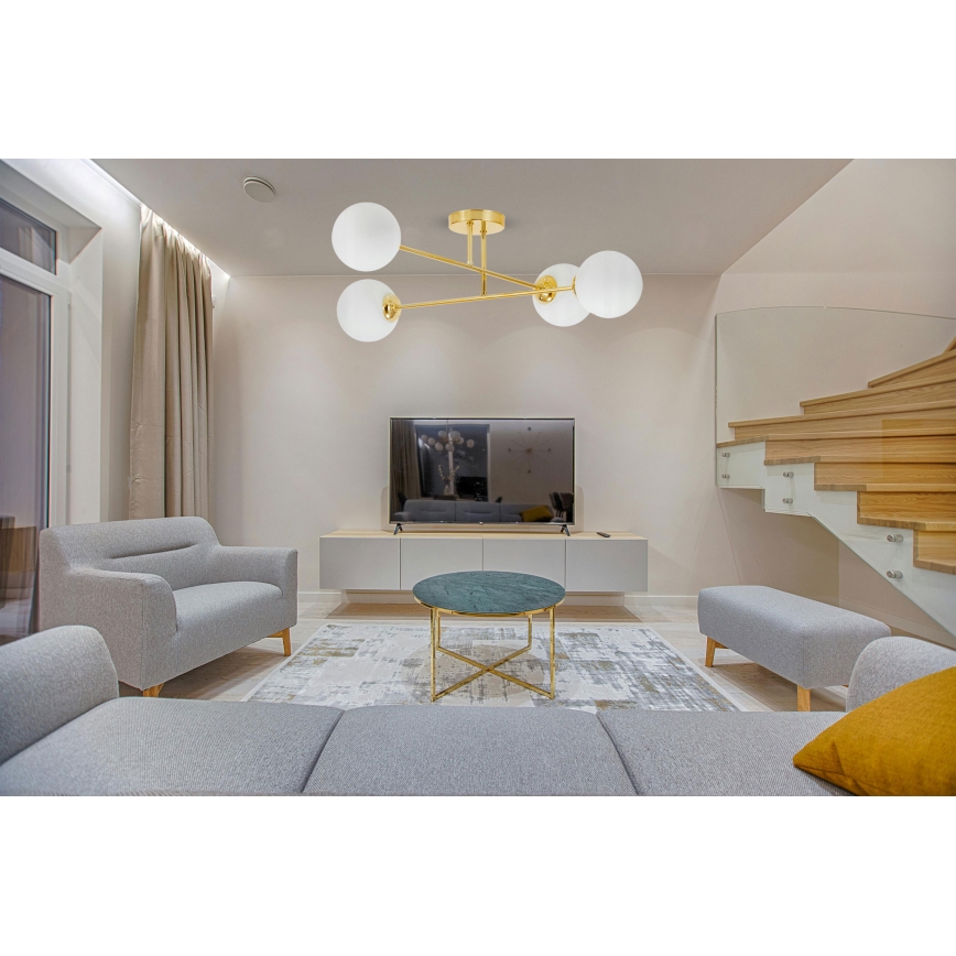Deckenleuchte an Stange 4xE27/35W/230V d 70 cm golden