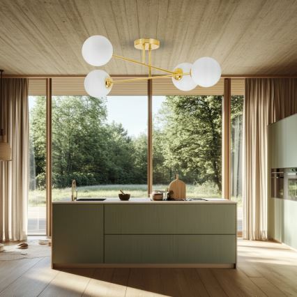 Deckenleuchte an Stange 4xE27/35W/230V d 70 cm golden