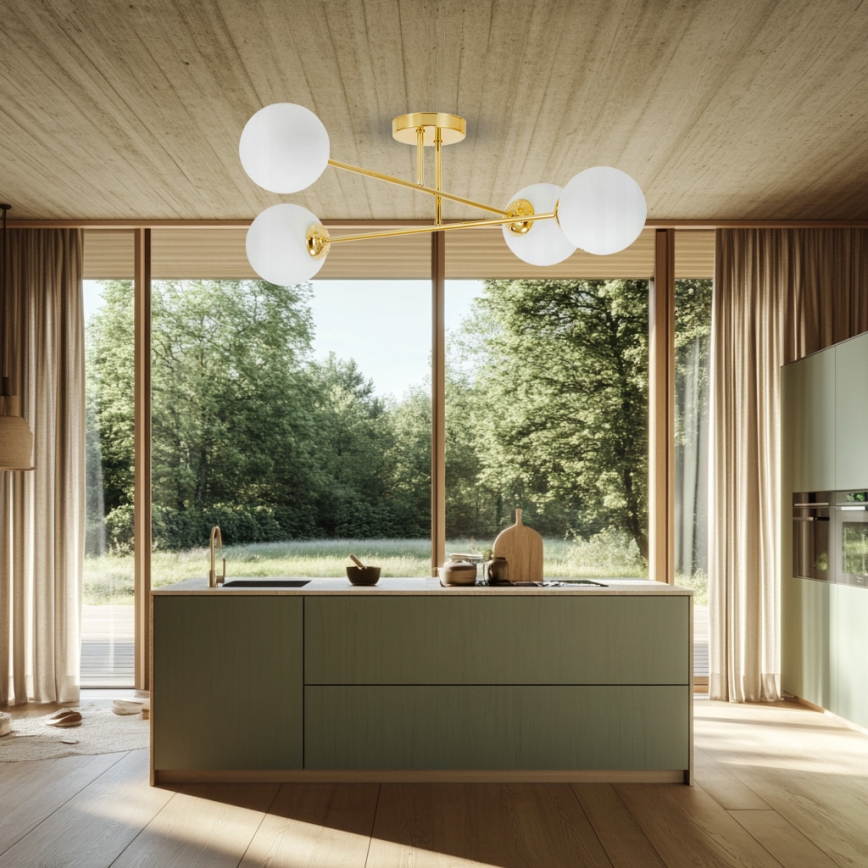 Deckenleuchte an Stange 4xE27/35W/230V d 70 cm golden