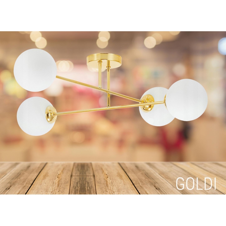 Deckenleuchte an Stange 4xE27/35W/230V d 70 cm golden