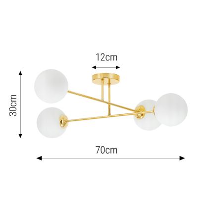 Deckenleuchte an Stange 4xE27/35W/230V d 70 cm golden