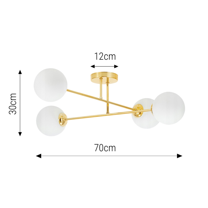 Deckenleuchte an Stange 4xE27/35W/230V d 70 cm golden